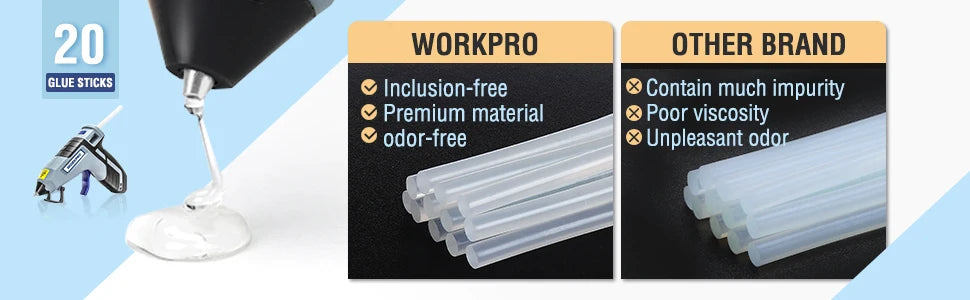 WORKPRO 30W Hot Melt Glue Gun with 20pcs Glue Sticks for DIY Arts Craft Projects, Home Quick Repairs