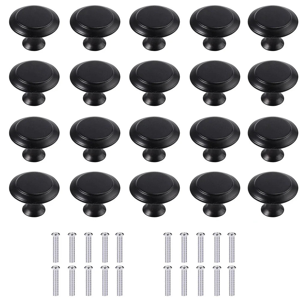 20pcs Vintage Cabinet Handles Drawer Knobs Black Single Hole Drawer Pulls Furniture Cupboard Closet Door Handles Hardware