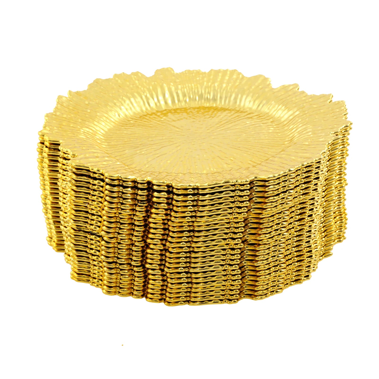 24 Pack Gold Charger Plates PP Material Plating Surface Hard Feature Hold Dinner Plates Bowls For Wedding Table Decoration