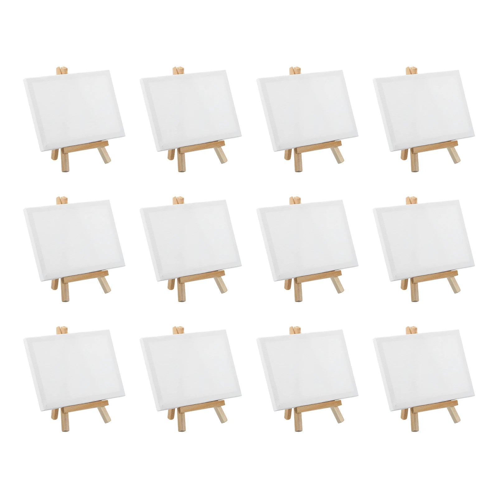 12/24Pcs Mini Canvas Board and Mini Wood Easel Set Art Artist Stationery Kids Gift Supplies for Home School DIY Drawing Painting