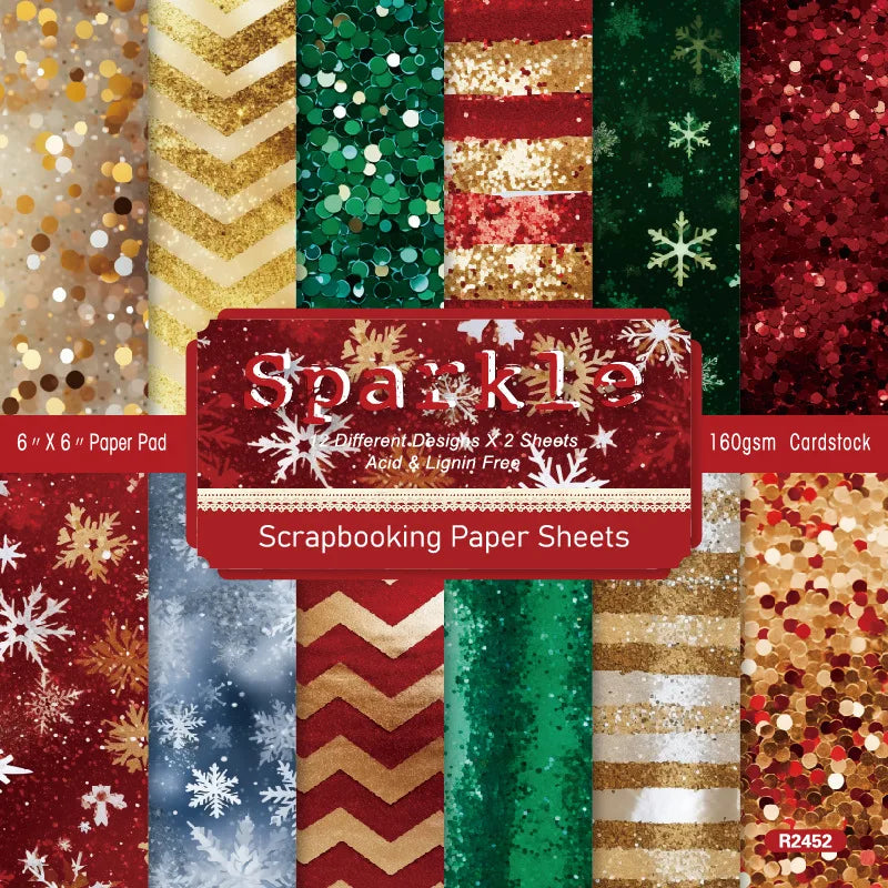 12 Sheet Scrapbooking Paper 15x15cm,  6x6in Scrapbooking Paper Acid-Free Cardstock Backgrounds Card for DIY Art Craft Decoration