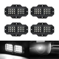 4Pcs White LED Rock Lights 6000K Car Underbody Lighting 12V Hardwired Driveway Lighting for Trucks, ATVs, UTVs, SUVs, Pickups