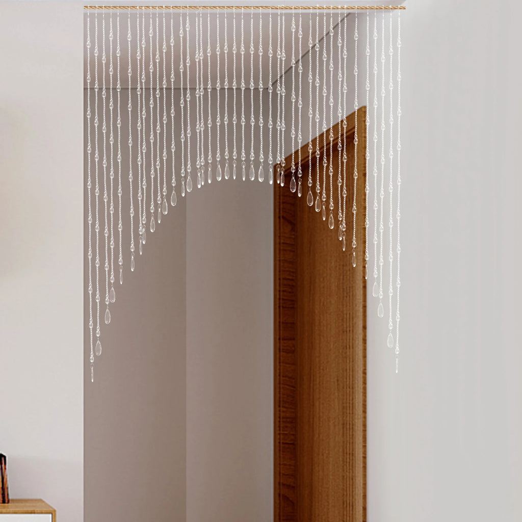 40 Strings Beaded Curtain Arched Crystal Curtain Hanging Door Beads Curtains for Entrances Doorways Bathroom