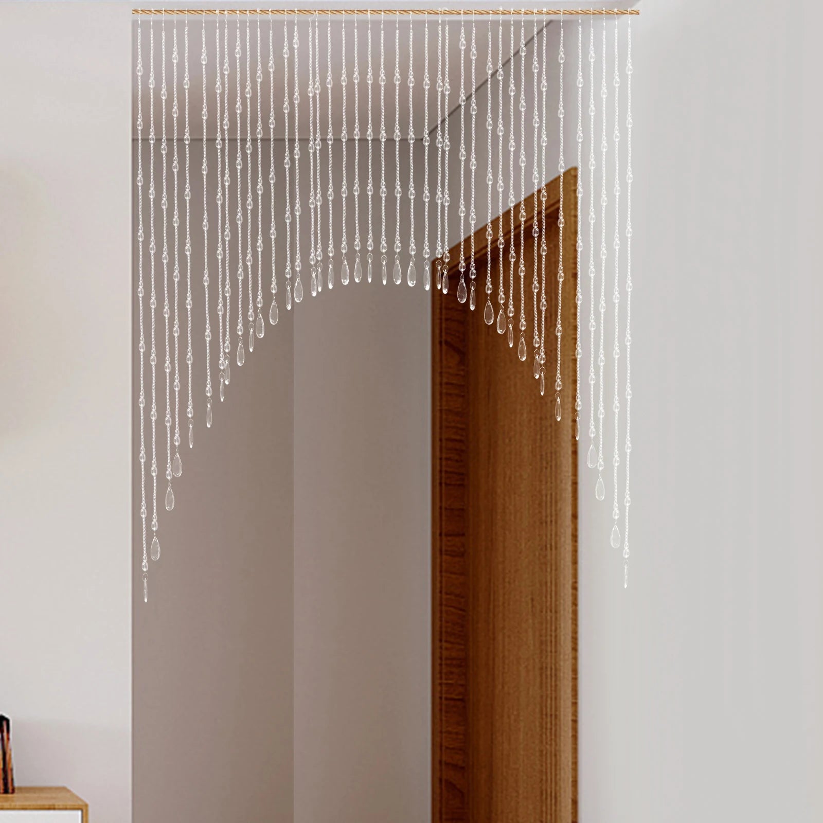 40 Strings Beaded Curtain Arched Crystal Curtain Hanging Door Beads Curtains for Entrances Doorways Bathroom