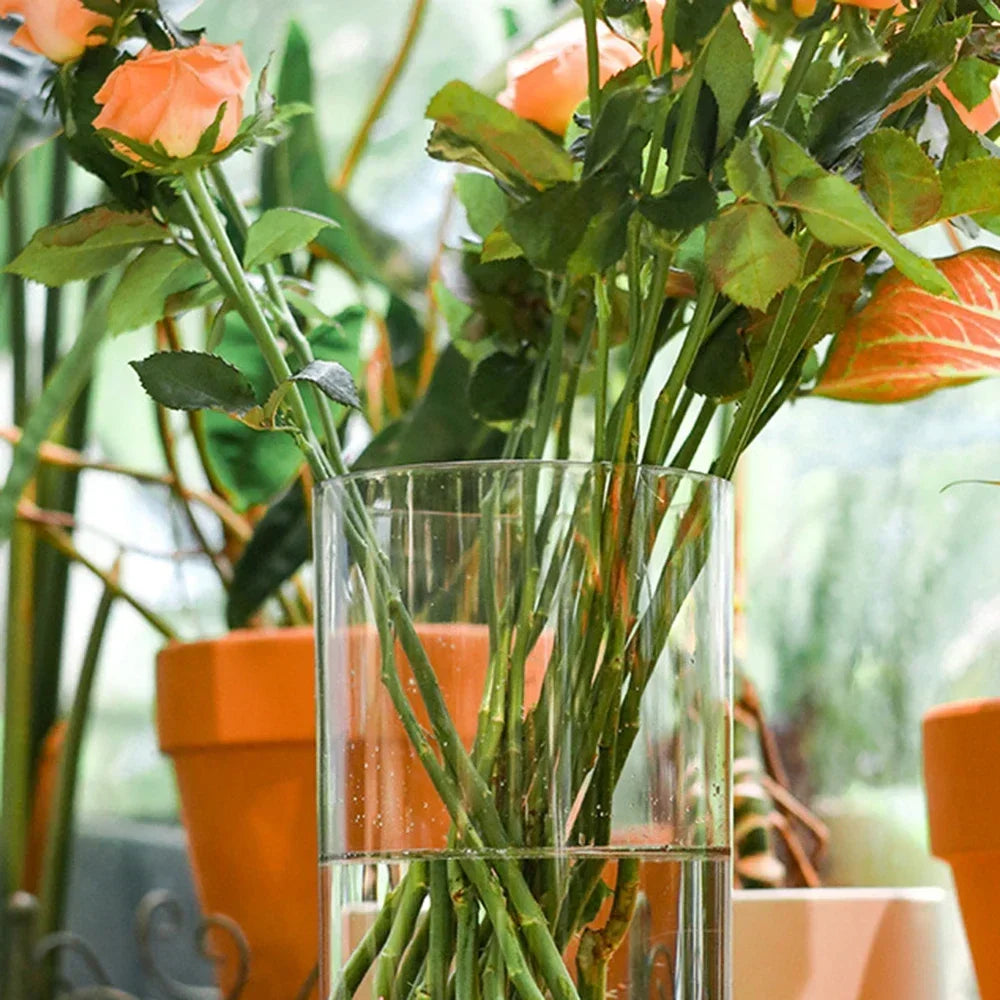 2PCS acrylic cylindrical transparent vase, home decoration, suitable for desks, offices, wedding center decoration