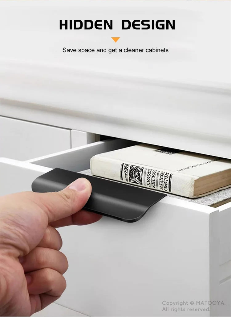 Gold Black Hidden Handles Long Kitchen Cabinet Pulls Drawer Knobs Aluminum Alloy Furniture Handles Cupboard Pulls Wardrobe Pulls