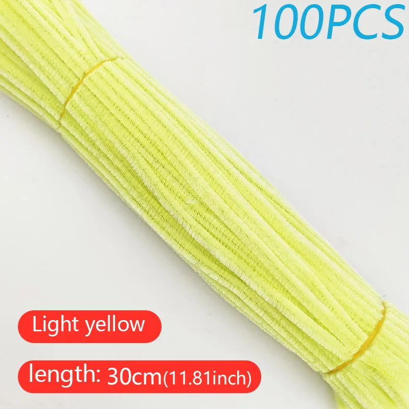 100PCS Colorful Twisted Rod DIY Handcraft Bar Wire Imaginative Wool Root Fluffy Bar Iron Wire Sticks Art Kids Educational Toys