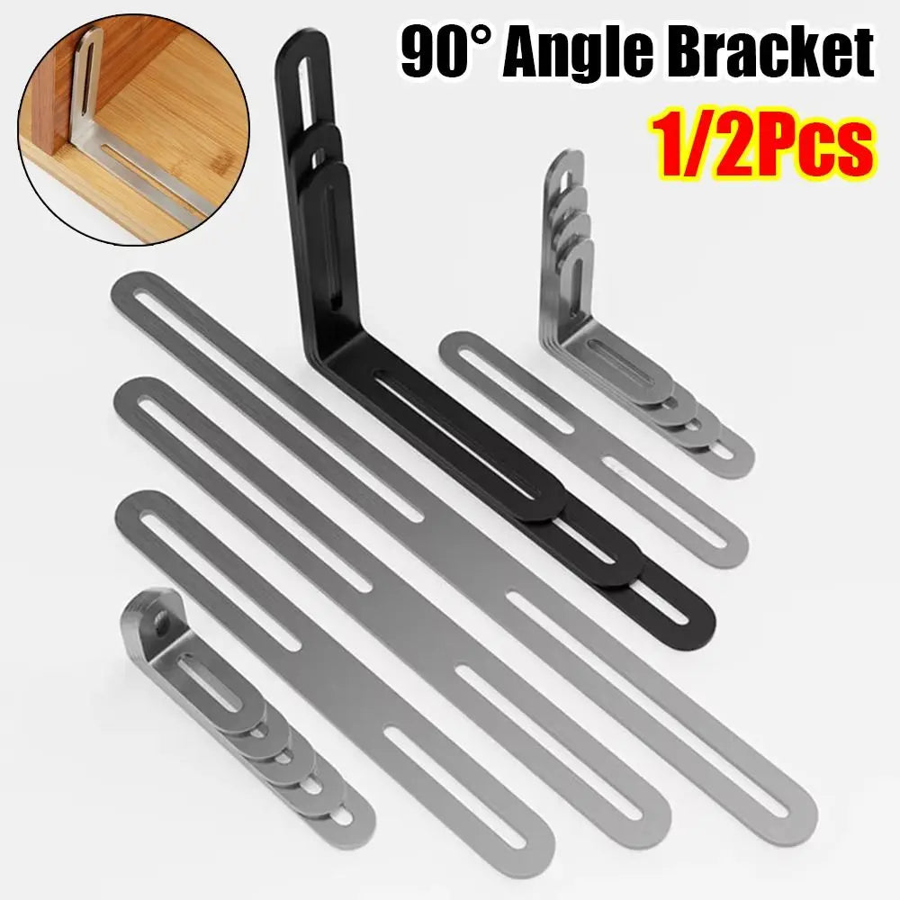 1/2Pcs Stainless Steel Angle Bracket Furniture Fastener 90 Degree Right Angle Corner Brace Joint Silver L Shape