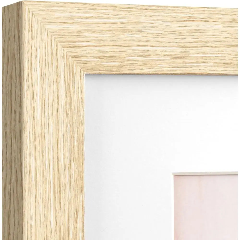 Set of 3 Natural Wood 20x24 Picture Frames with 16x20 Mat for Wall Display