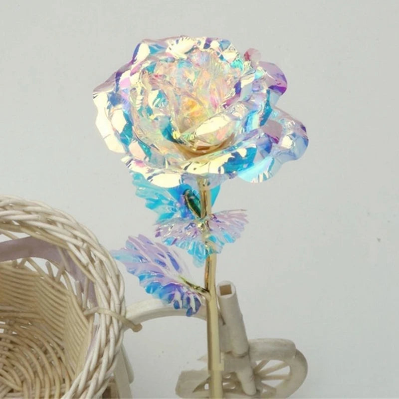 Artificial Rose Flowers LED Light Foil Flower In Glass Cover Eternal Rose Wedding Home Decor Birthday Mother's Day Gift
