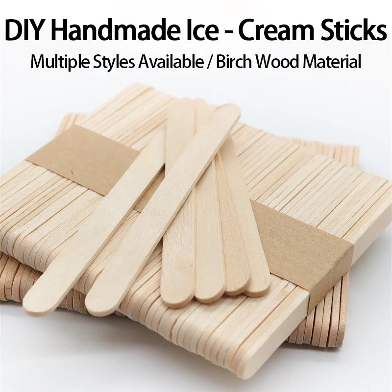 50/100pcs wooden popsicle sticks Hand Crafts Wood Ice Cream Popsicle Sticks DIY Wooden Sticks