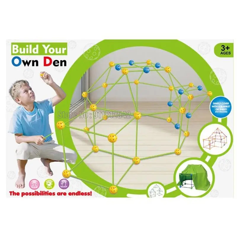 Construction Kit Creative Diy Castle Tunnels Toys For Gift 51 Stick+36 Ball+1 Tent Gift Building Blocks