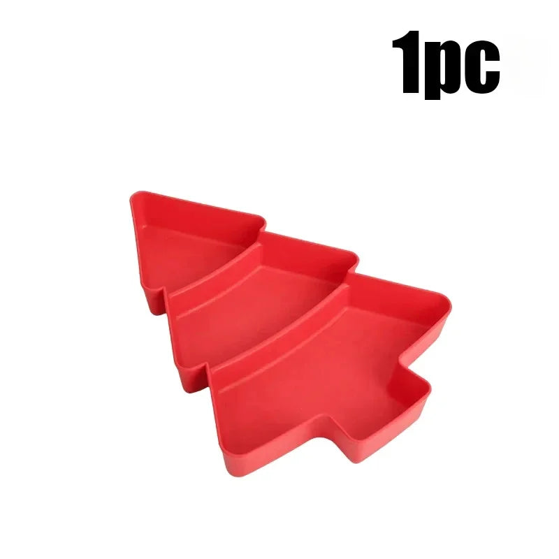 1-20PCS Christmas Tree Shaped Fruit Tray Plastic Candy Snack Tray Dried Fruit Melon Plate Party Supplies Home Decoration
