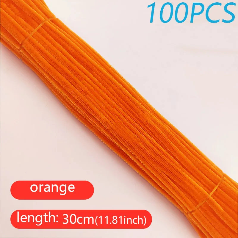 100PCS Colorful Twisted Rod DIY Handcraft Bar Wire Imaginative Wool Root Fluffy Bar Iron Wire Sticks Art Kids Educational Toys