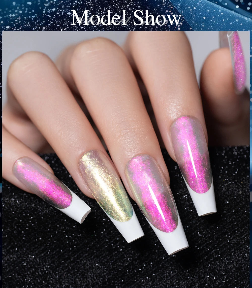 PUENTE 7Pcs/set Aurora Glitter Non-Stick Hand Extension Nail Gel Kit 3D Sculpture Carving Soak-Off UV Nail Art Hard Gel Varnish