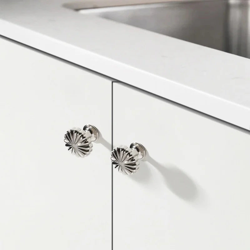French titanium-silver cabinet door handle Solid zinc-alloy Cupboard & wardrobe pulls single-hole drawer knob  Furniture handle
