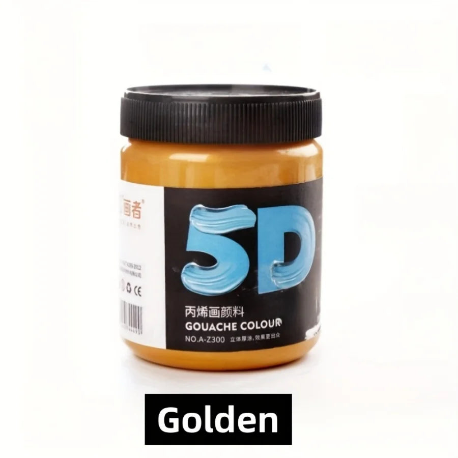 50/100/300 milliliters Golden and Silver Acrylic Paints, Metallic Pearlescent, Hand-painted Gypsum Glue, Waterproof and Non-fadi