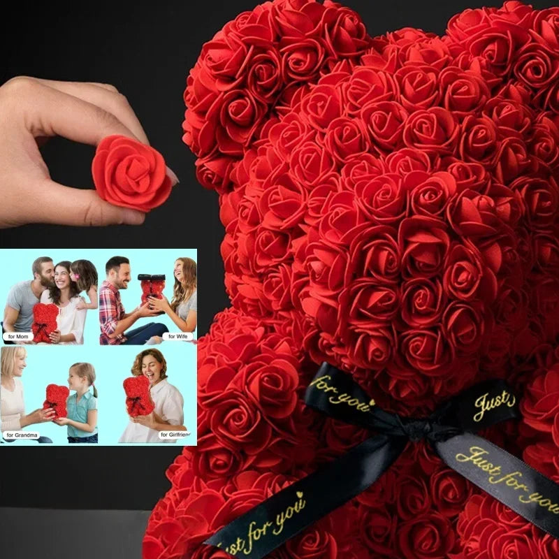 2026 New Artificial Flower Eternal Rose Teddy Bear for Mom Mother's Day Birthday Valentine's Day Anniversary Gifts & Decorations