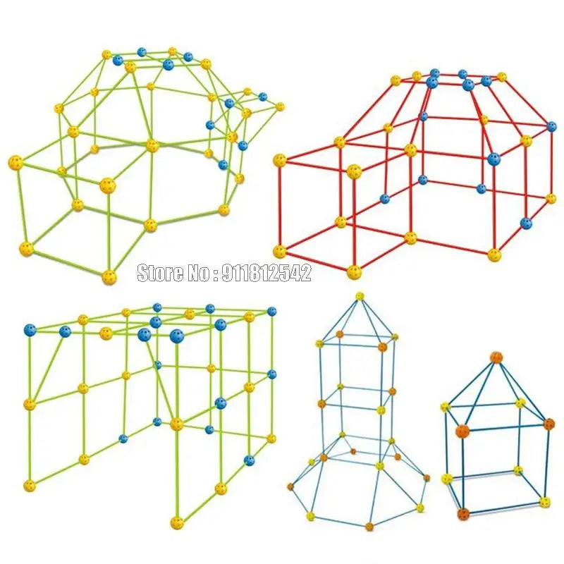 Construction Kit Creative Diy Castle Tunnels Toys For Gift 51 Stick+36 Ball+1 Tent Gift Building Blocks