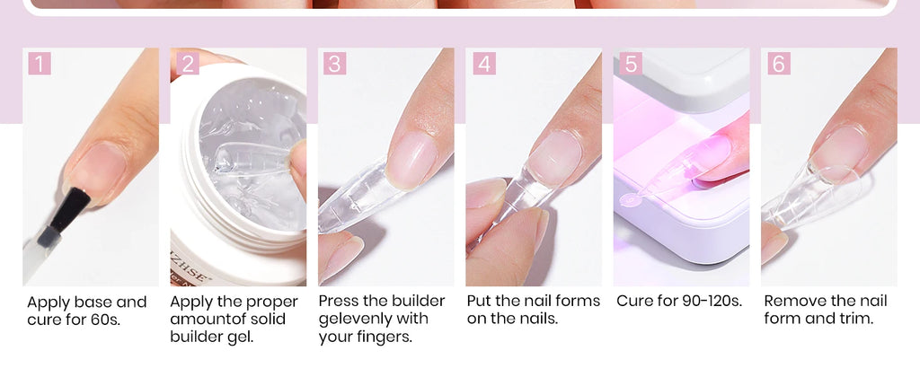 MIZHSE Builder Nail Gel White Milky Hard Clear Gel Polish For Nail Extension Salon Manicure Set Home DIY Professional Nail Art