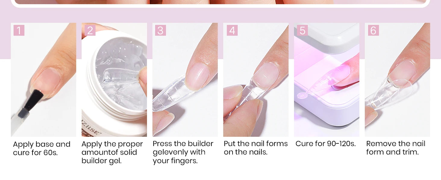 MIZHSE Builder Nail Gel White Milky Hard Clear Gel Polish For Nail Extension Salon Manicure Set Home DIY Professional Nail Art