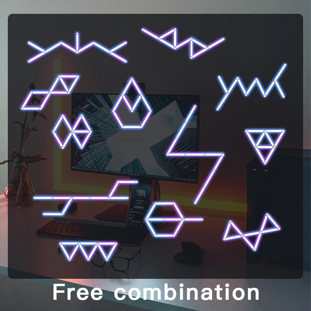 Wiscolor LED RGB Smart Wall Light DIY Atmosphere Night Light Game Room TV Backlight Decorative Wall Light Bar Music Rhythm APP