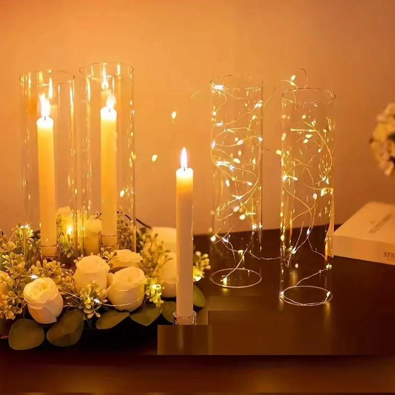 20pcs transparent candle holder, hurricane glass candle holder, used for decorating the center of the dining table, wedd