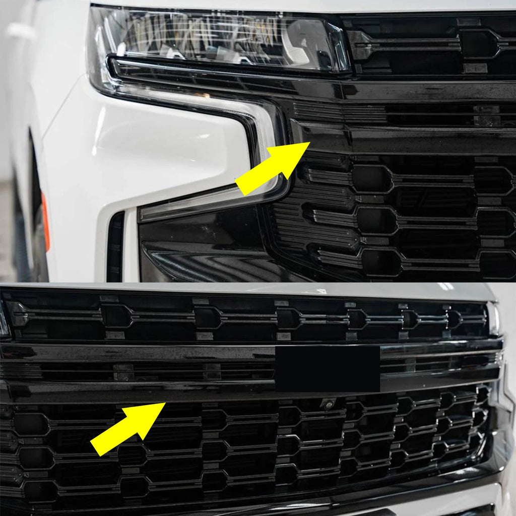 Front Upper Grille Molding Trim Fit For Chevrolet Tahoe/Suburban 2021-2024 Front Bumper Grille Surround Body Kit Glossy Black