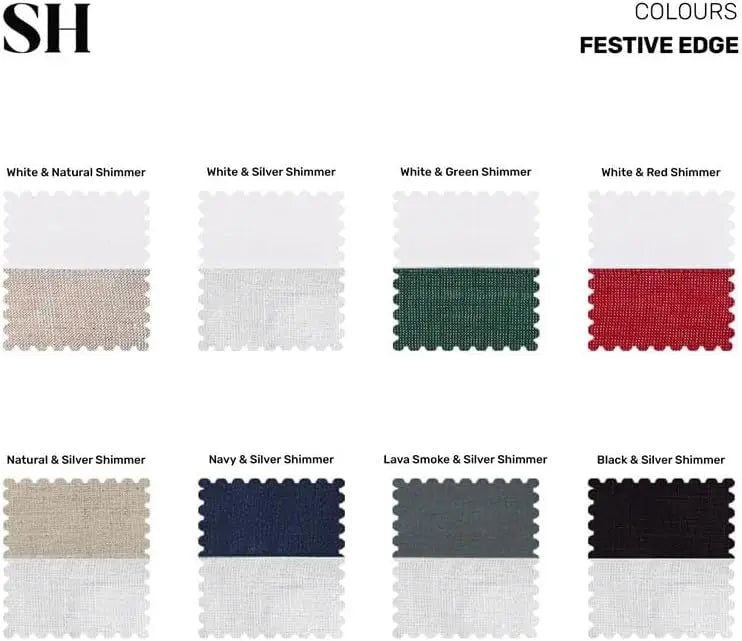 White Green Shimmer Border Linen Table Runner 14x90 Inch Handcrafted Machine Washable for St Patricks Day