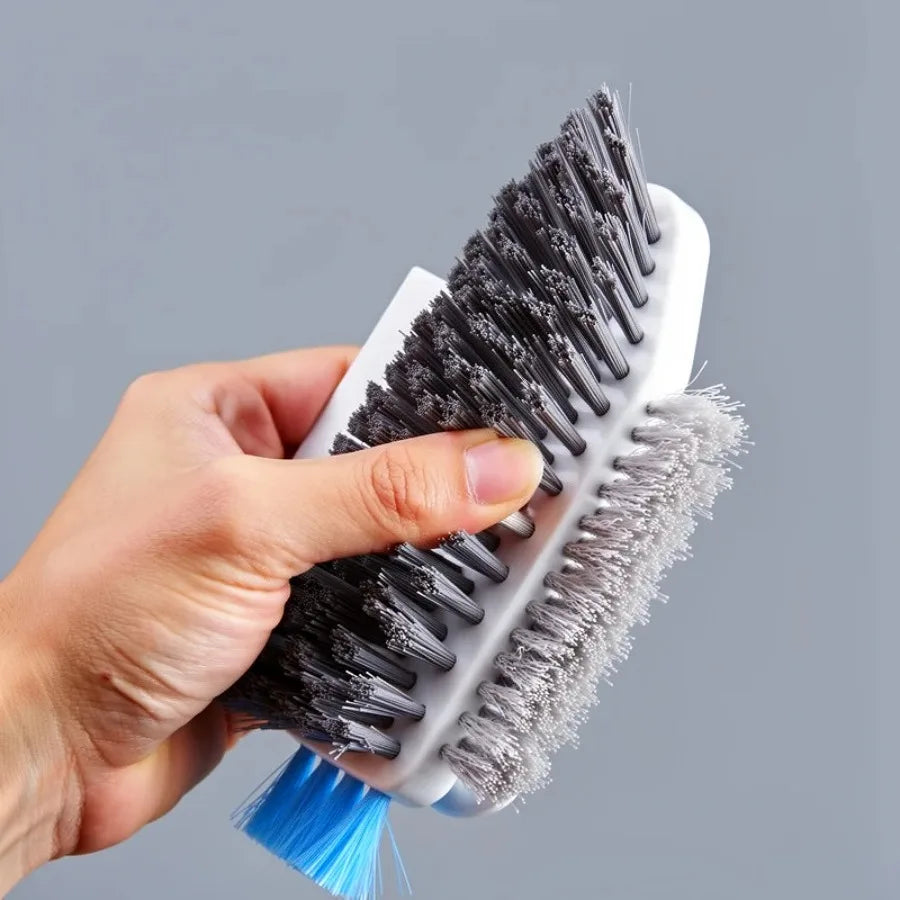 1PC White V-Shaped Grout Brush – 90° No-Dead-Angle Cleaning Brush with Scraper for Bathroom Shower & Floor Tile Grout