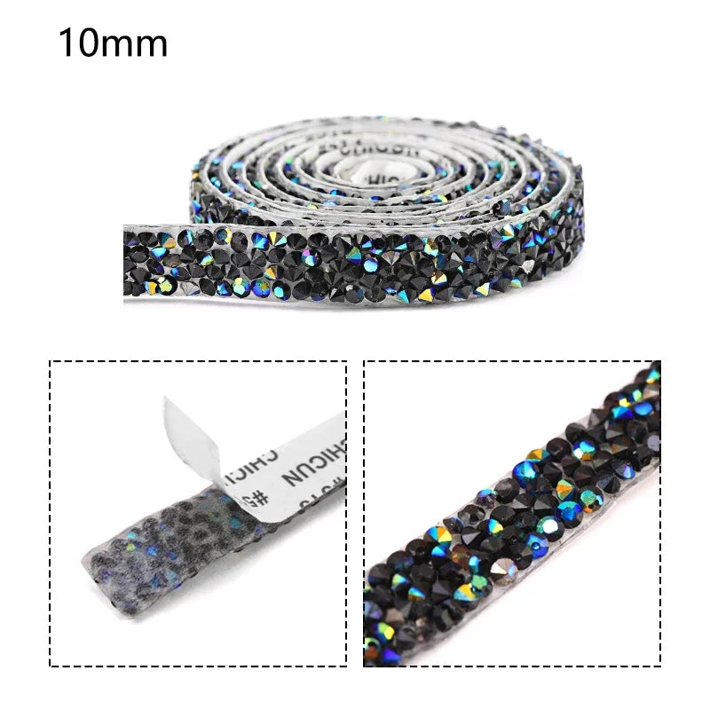 10mm-30mm Rhinestone Ribbons Self-Adhesive Trim Gift Handmade Rhinestone Stickers Applicator Ribbon With Rhinestones Appliques