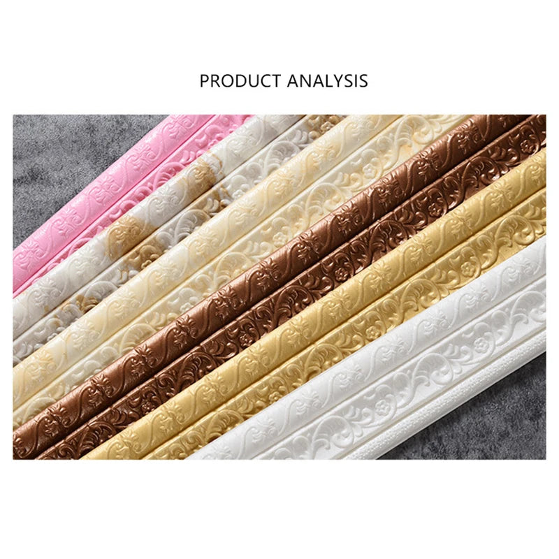 3D Self-adhesive Waist Line Wall Stickers 230cm DIY Background Wall Border Skirting Line Stickers Waterproof Strip Stickers