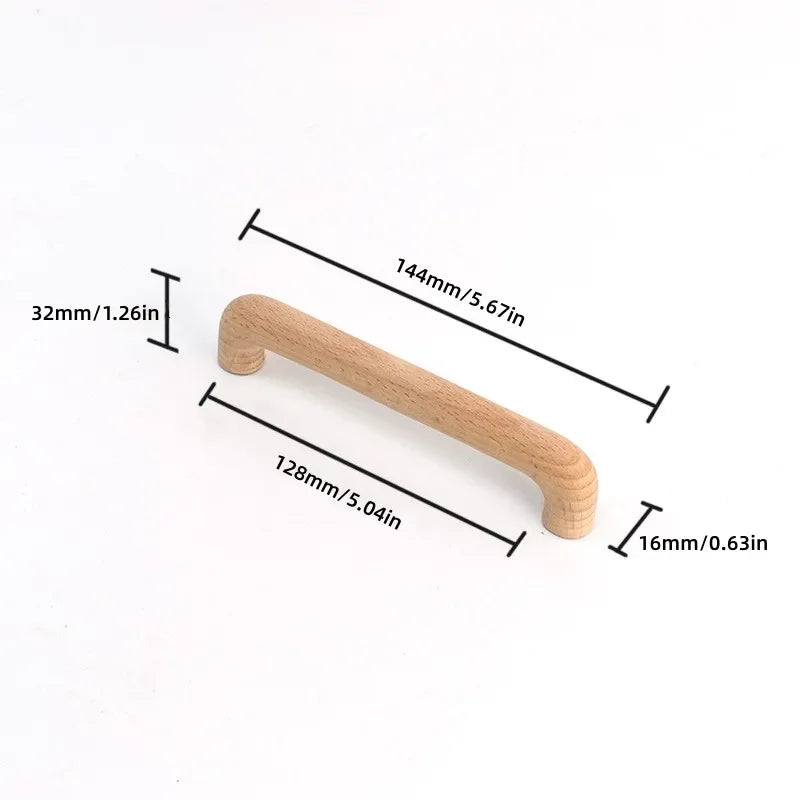 Beech Wood Handles Kitchen Cabinet Handle Drawer Solid Wood Furniture Wooden Door Drawer Knobs Cupboard Handles for Furniture