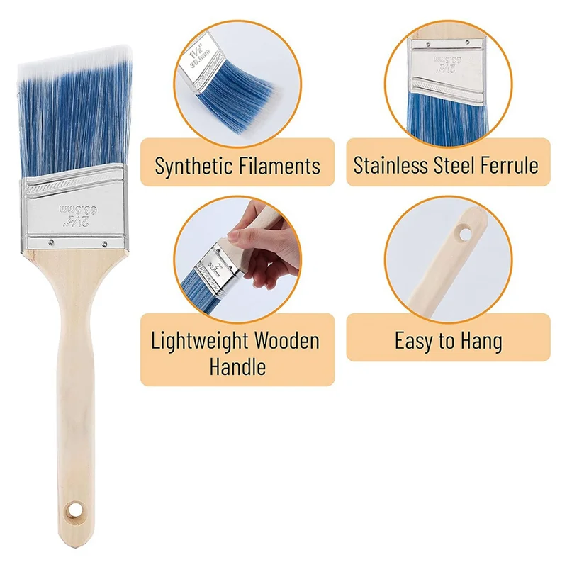 Paint Brushes, 3 Inch, 12 Pack, Angle Brushes, Treated Wood Handle, Paint Brushes For Walls, Wall Paint Brushes SALES