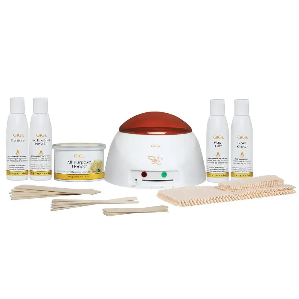 Starter Waxing Kit with Wax Warmer, Pre & Post Care, Muslin Strips, and Applicator - At-Home Hair Removal for Face, Body, Arms,