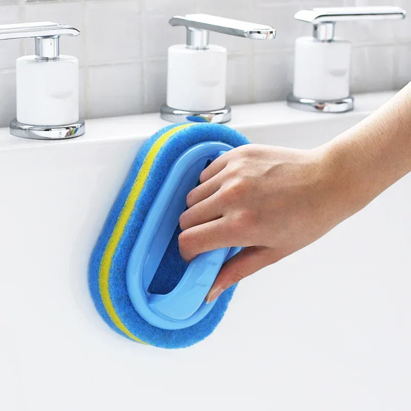 1pc Kitchen Sponge Wipe Thickening Cleaning Brush with Handle  Bathroom Tile Bathtub Cleaning Sponge Cleaning Supplies Cleaner
