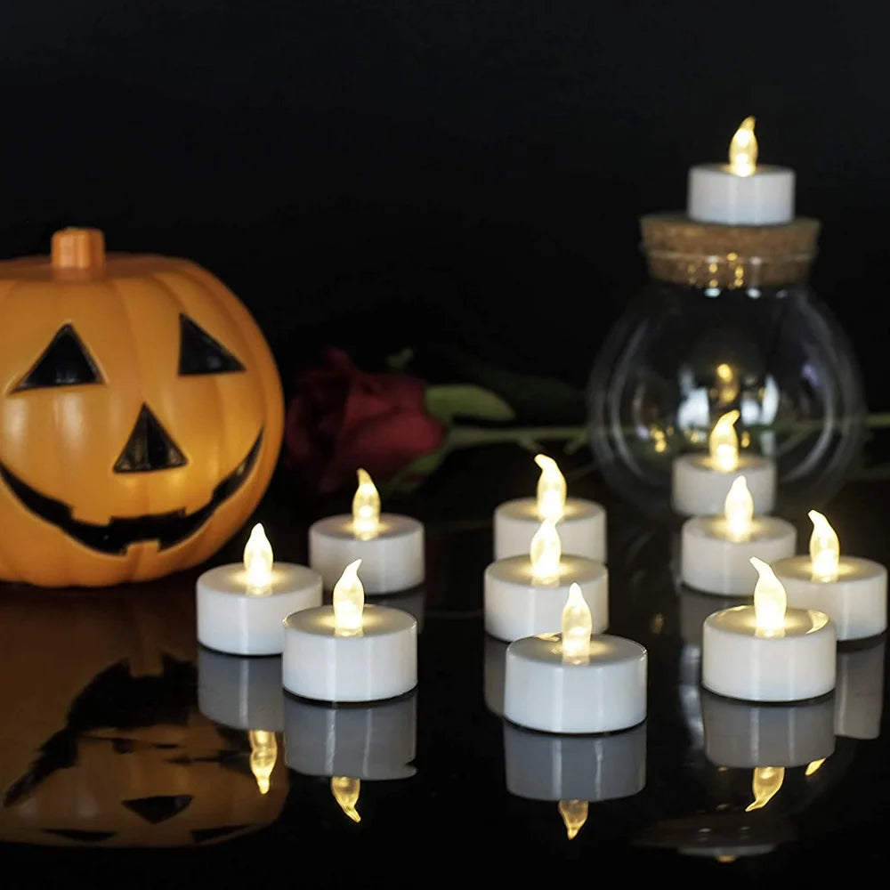 Flameless Flickering LED Tea Lights with Timer 6 Hours On & 18 Hours Off in 24Hours Cycle Automatically LED Votive Candles Light