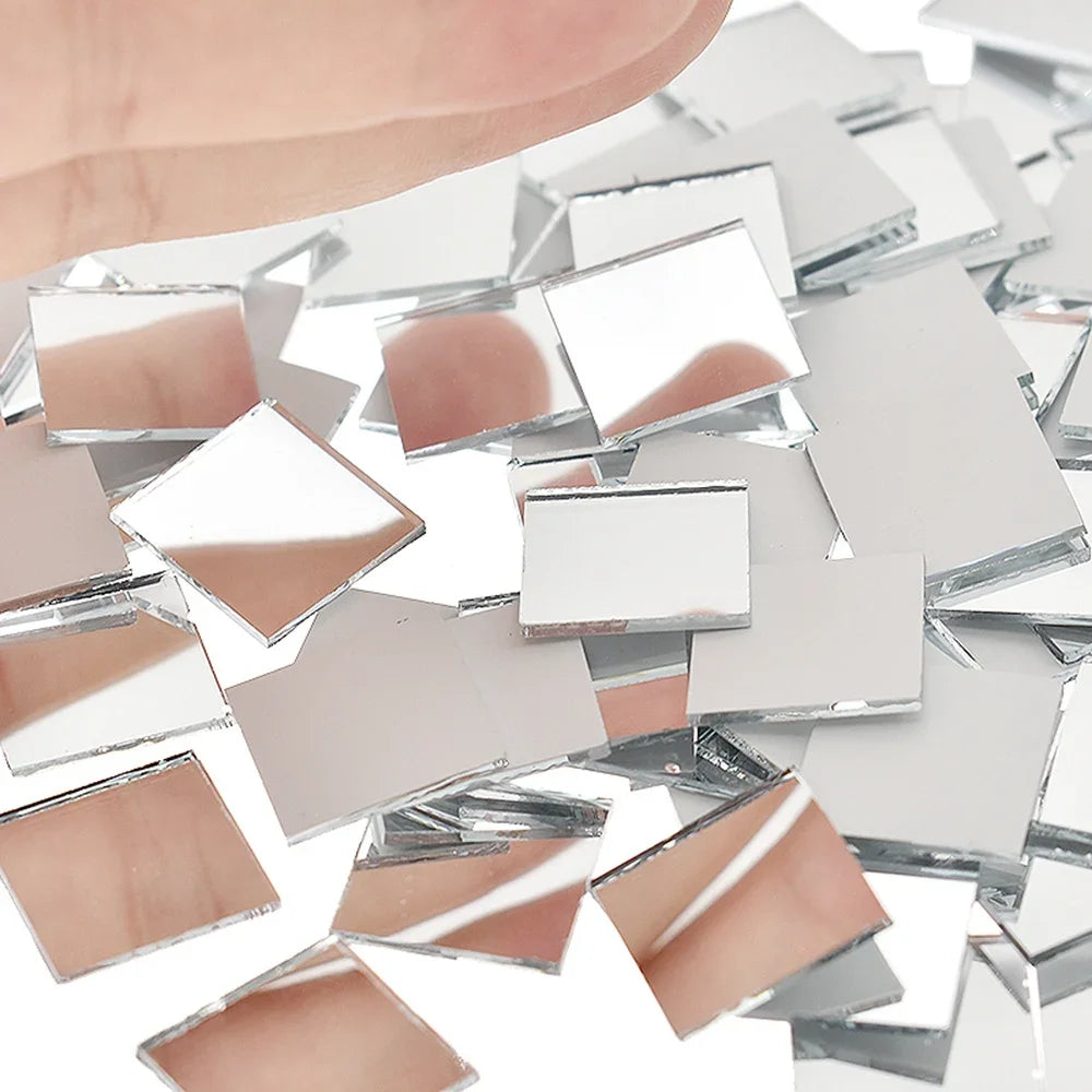 Good DIY 100PCS Glass Mirror Mosaic Tiles Round Square Self Adhesive Stickers Wall Decal Craft Home Decoration Craft Supplies