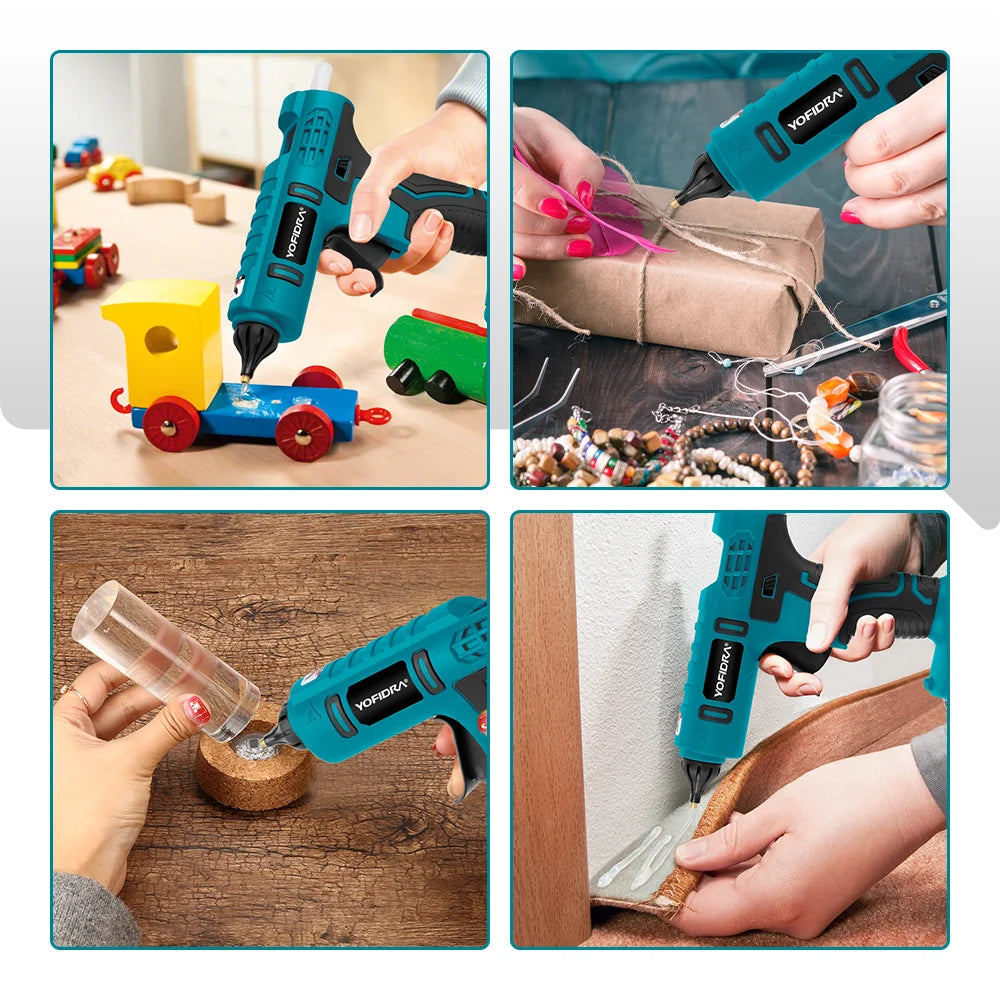YOFIDRA 260° Cordless Electric Hot Glue Gun 100W High Temperature Industrial Mini Glue Guns Thermo Tool For Makita Battery Pin