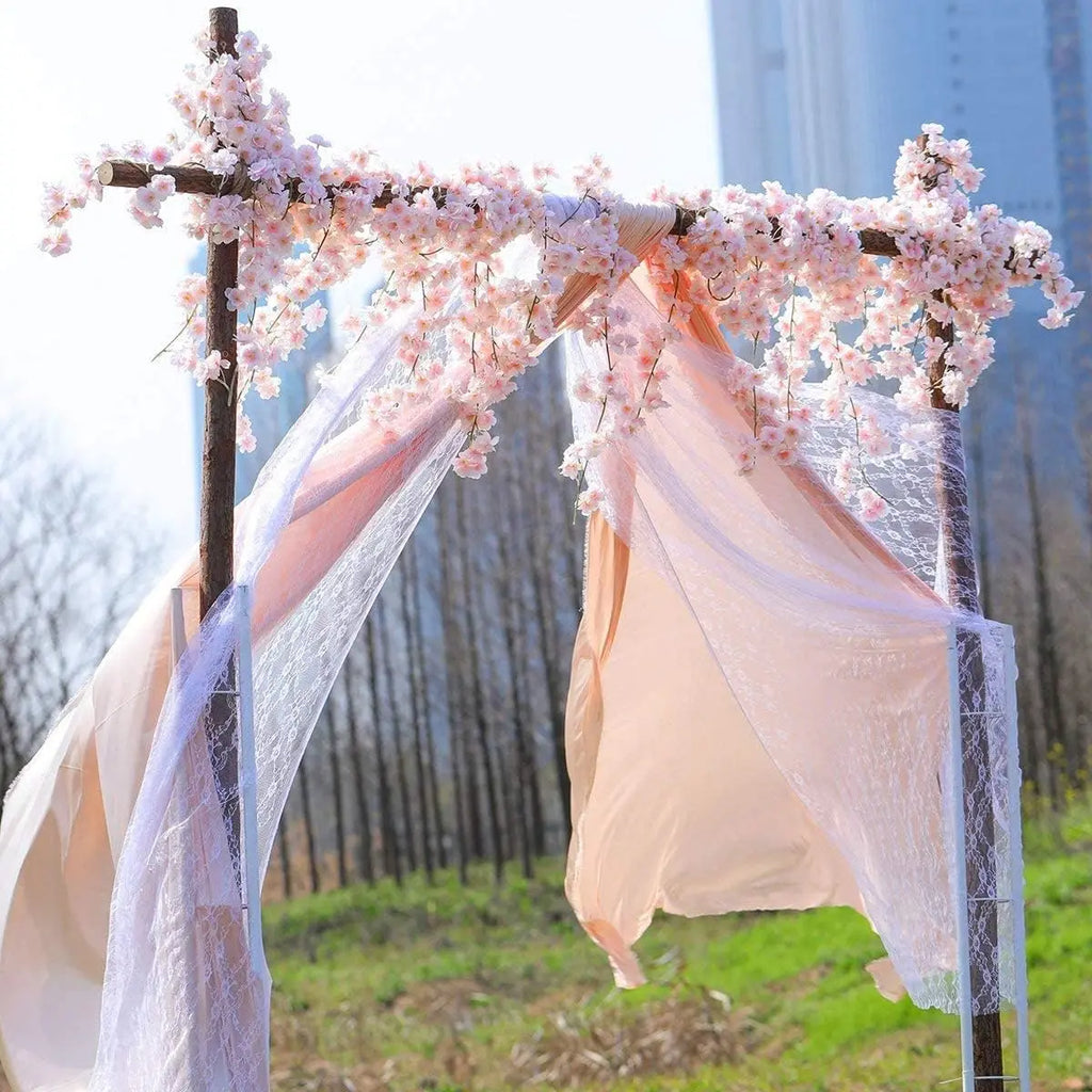 4pcs Artificial Cherry Blossom Garland - 23.6ft Pink & White Flower Vines for Wedding, Party, Home & Bedroom Decor, Japanese-Ins