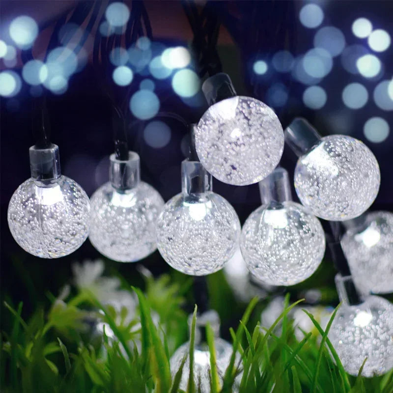 5/7/12m Solar String Light Outdoor LED Crystal Globe Light Solar Fairy Light Garden Light for Christmas Wedding Party Decoration