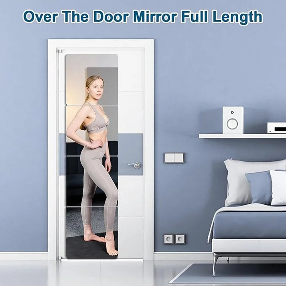 3D Mirror Wall Sticker DIY Square Acrylic Decal 2mm Full Body Wall Mirror Stickers for Bedroom Living Room Home Decor 2/4pcs