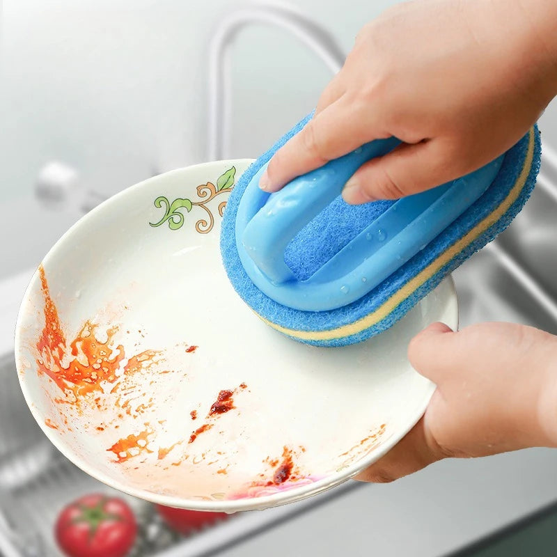 Sponge Cleaning Brush With Handle Bathtub Tile Scrub Brush Kitchen Bathroom Cleaning Sponge Brush Household Cleaning Supplies