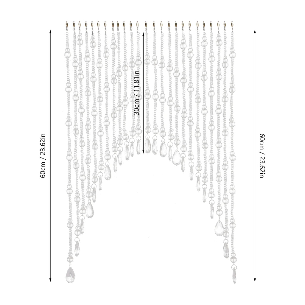 25-String Clear Crystal Beaded Door Curtain Stainless Steel&Glass Material Polishing Process 1.97-3.28Ft Adjustable Width
