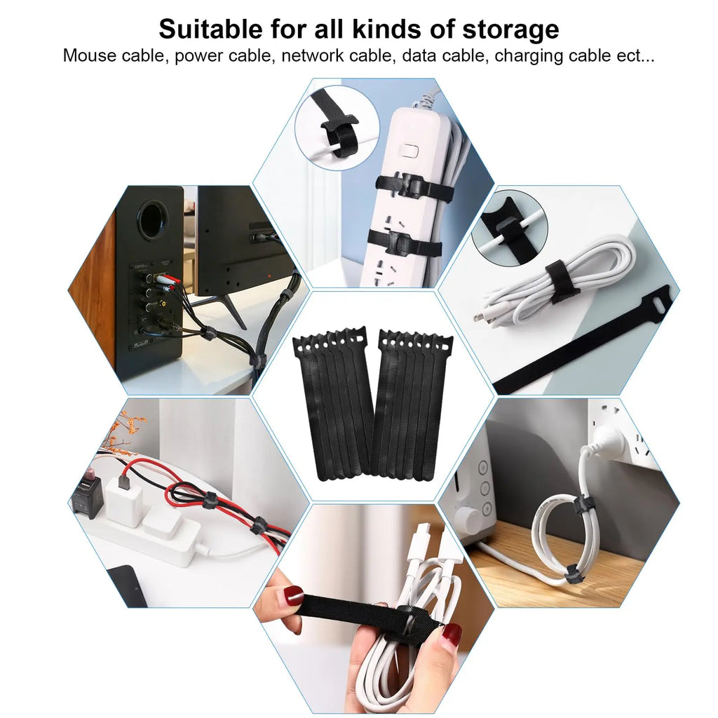 100pcs 100 reusable cable organizer ties, mouse headphone cable management nylon cable ties