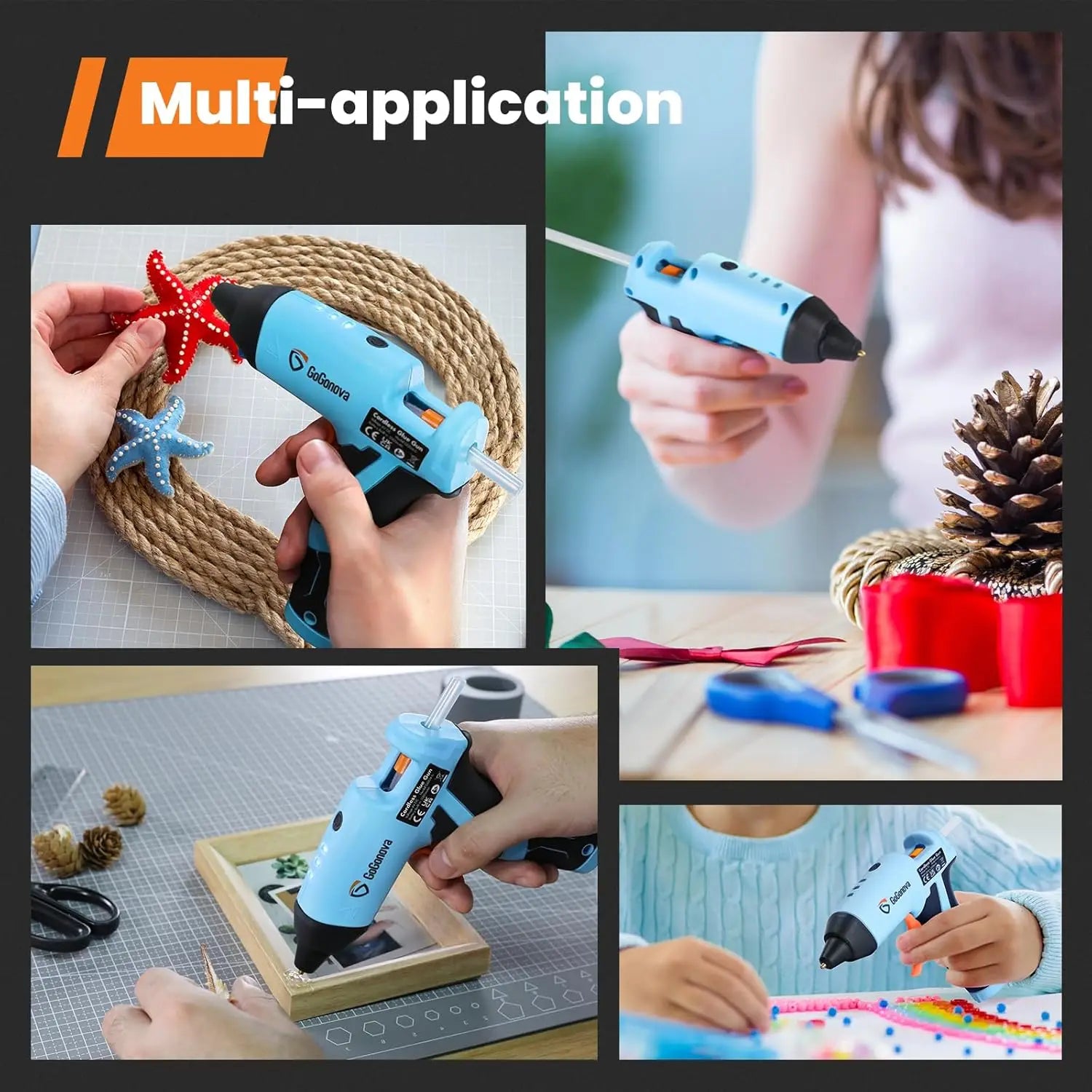Cordless Hot Glue Gun, 15s Fast Preheating with 2Ah Built-in Battery Hot Melt Glue Gun, Smart Power-Off, Kit with 25 Pcs Premium