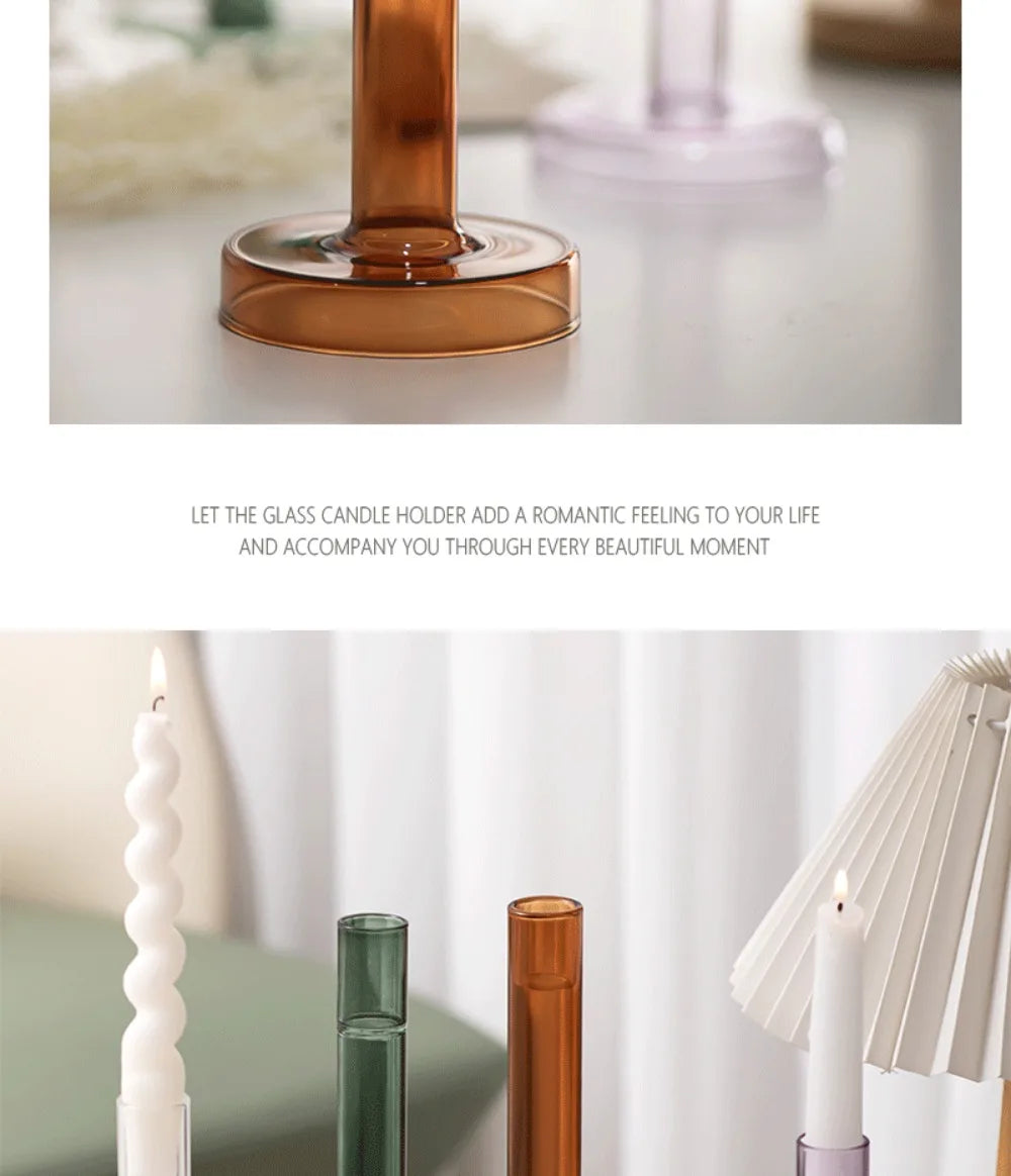 Creative Transparent Glass Vertical Candle Holder Home Bedroom Wedding Holiday Romantic Dining Table Decoration Ornament