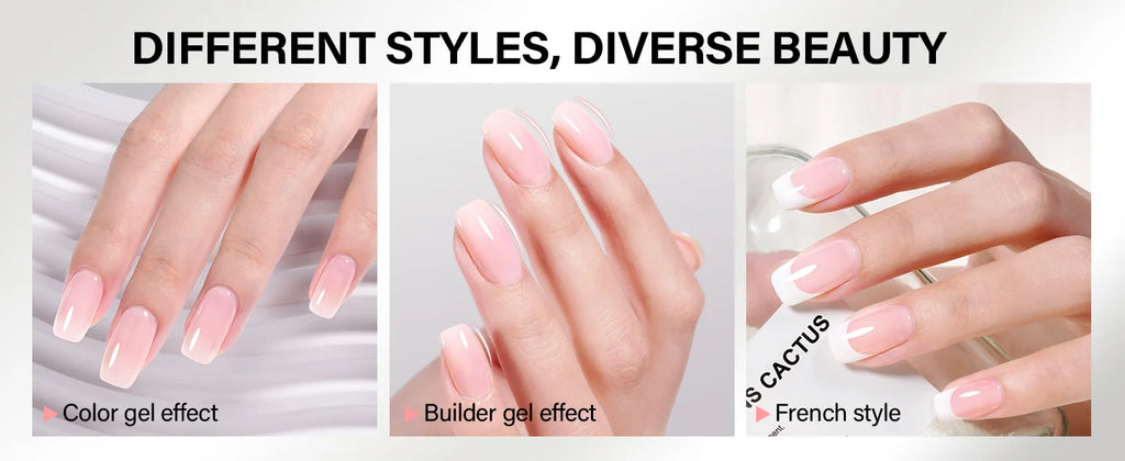 Builder Nail Gel, 7-in-One Clear Builder for Nails, LED Lamp Cured Rubber Base Gel Polish Coat Strengthener Thickening Extension