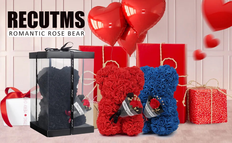 New Artificial Flower Eternal Rose Teddy Bear for Mom Mother's Day Birthday Valentine's Day Anniversary Gifts & Decorations