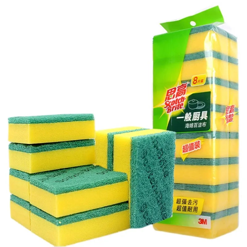 3M Scotch-Brite Heavy Duty Scrub Sponge Dishwashing Kitchen Pot Rust Focal Stains Sponge Removing Kit Cleaning Brush Sponges